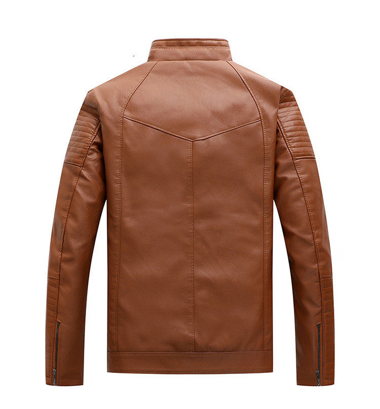 Men's plus velvet PU leather jacket