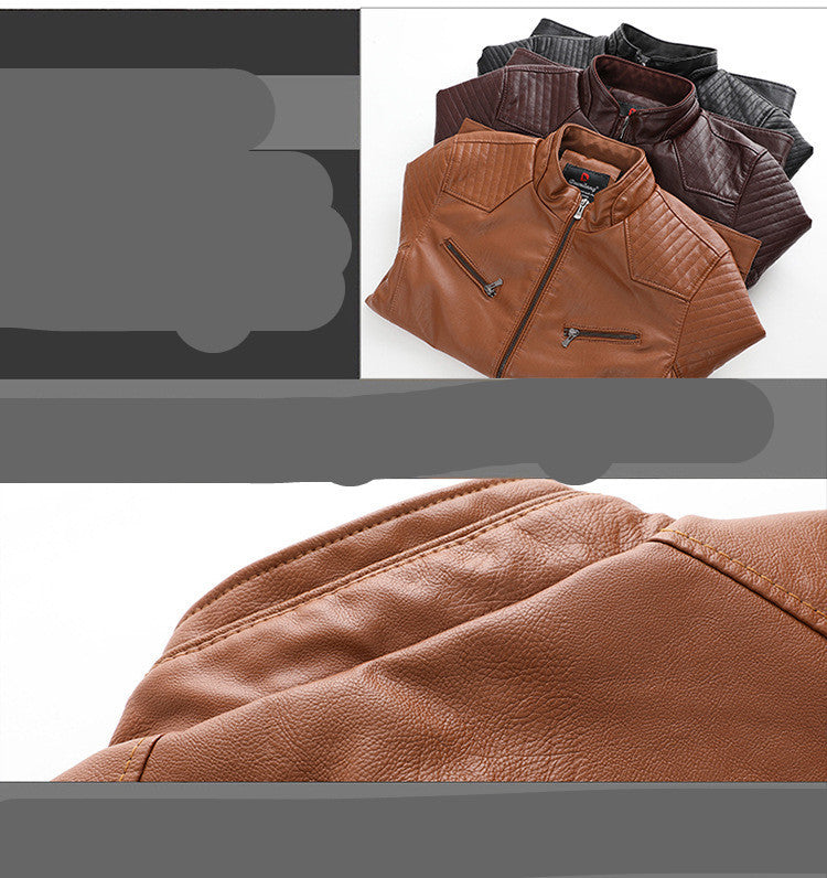 Men's plus velvet PU leather jacket